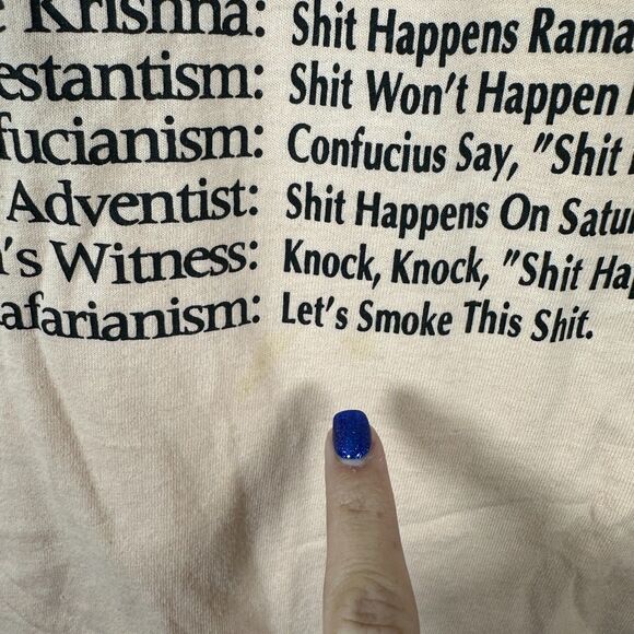 Screen Stars Best Vintage Single Stich Funny Religion Short Sleeve Shirt Medium - Picture 5 of 6